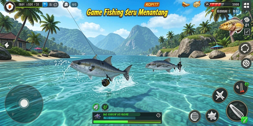 Tampilan gameplay KOPI77 yang seru saat memancing.