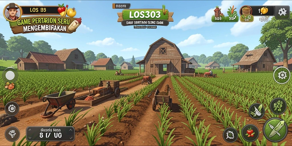 Tangkapan layar gameplay LOS303 menunjukkan aktivitas bertani yang menarik.